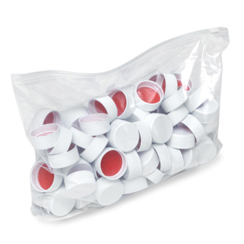 Silicone Lined Replacement Caps for 15 mL Vials, Bag